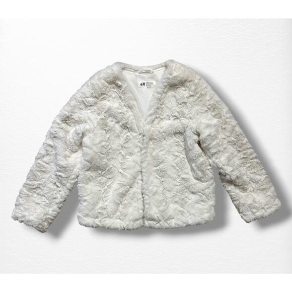 H&M Girls’ Faux Fur Jacket, Size 8-10 - Picture 4 of 7